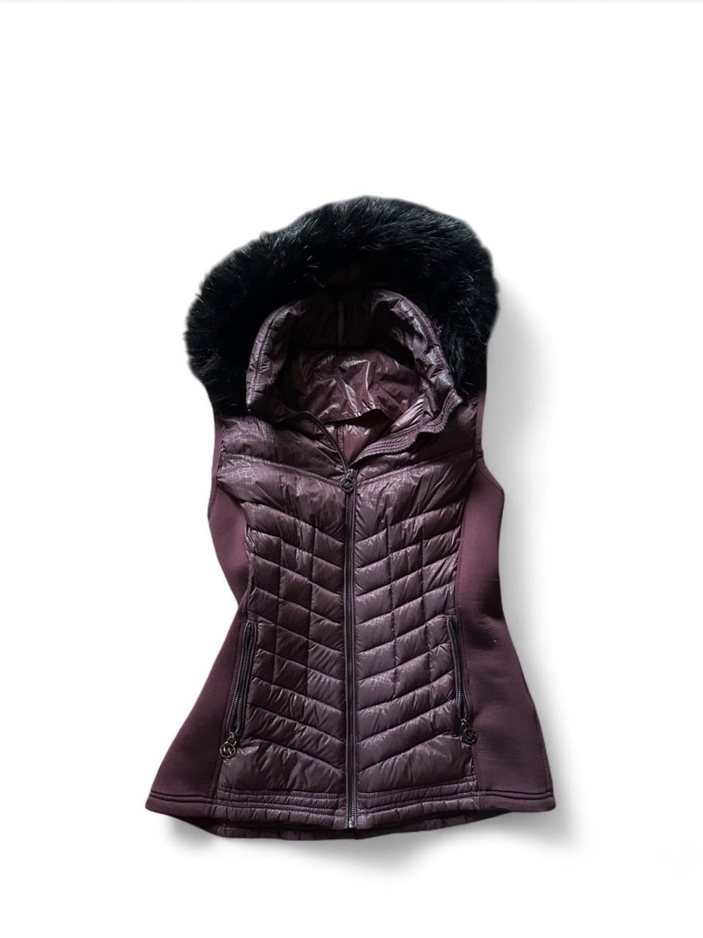 Y2K Michael Michael kors women's purple plum and black quilted puffer vest